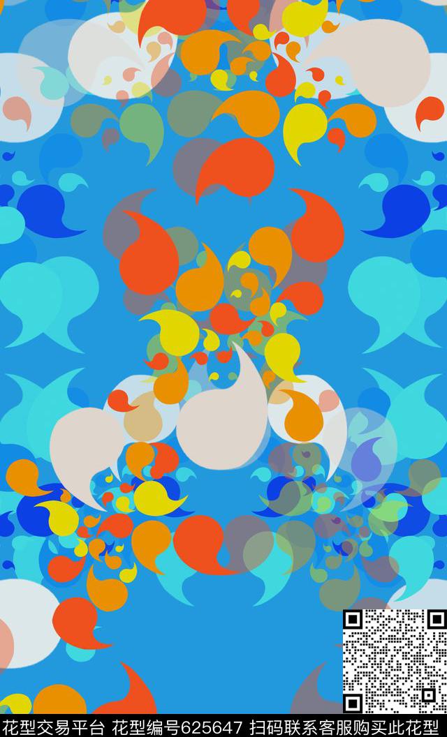抽象几何趣味图案数码印花华亿平台下载（图片编号: 625647） - 瓦栏（Walan）