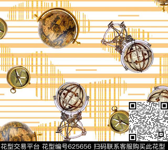 2017年春夏女装裙装衬衫华亿平台欧式风格地球仪数码印花华亿平台下载（图片编号: 625656） - 瓦栏（Walan）