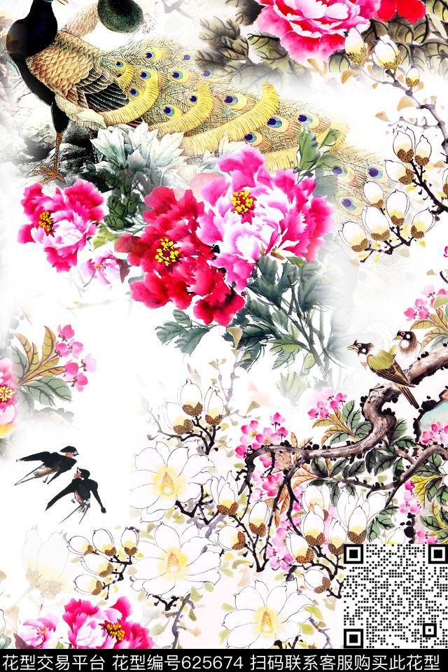 民族风中国风水墨数码印花华亿平台下载（图片编号: 625674） - 瓦栏（Walan）