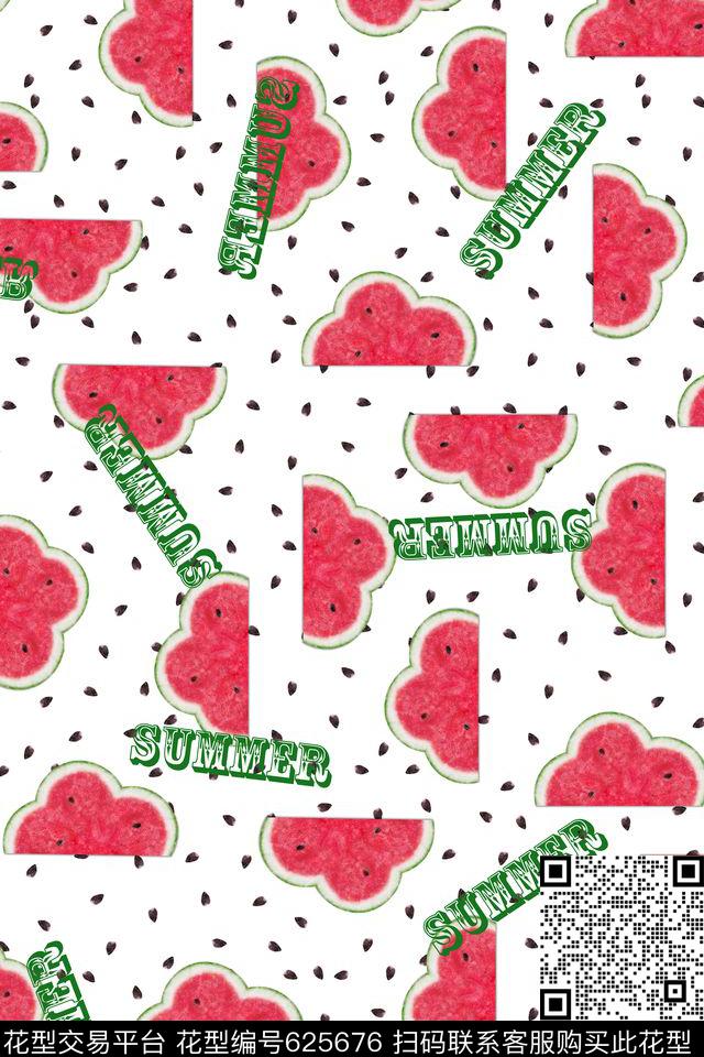 西瓜水果趣味传统印花华亿平台下载（图片编号: 625676） - 瓦栏（Walan）
