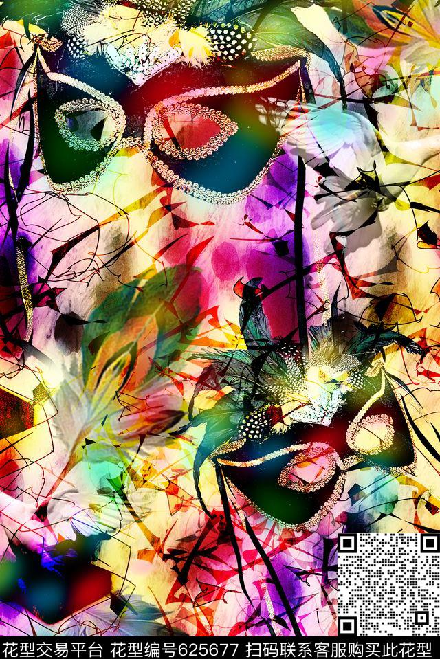 零点--女装花卉抽象数码印花华亿平台下载（图片编号: 625677） - 瓦栏（Walan）