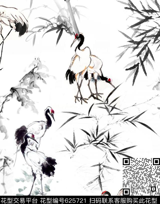 工笔画水墨山水画数码印花华亿平台下载（图片编号: 625721） - 瓦栏（Walan）