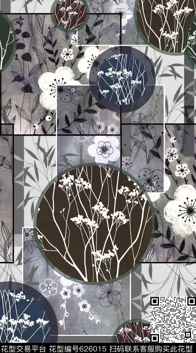 几何花卉日系数码印花华亿平台下载（图片编号: 626015） - 瓦栏（Walan）