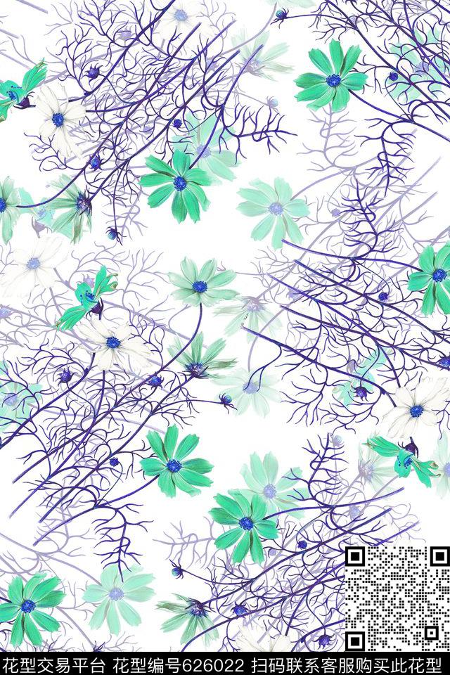 小碎花花朵花卉数码印花华亿平台下载（图片编号: 626022） - 瓦栏（Walan）