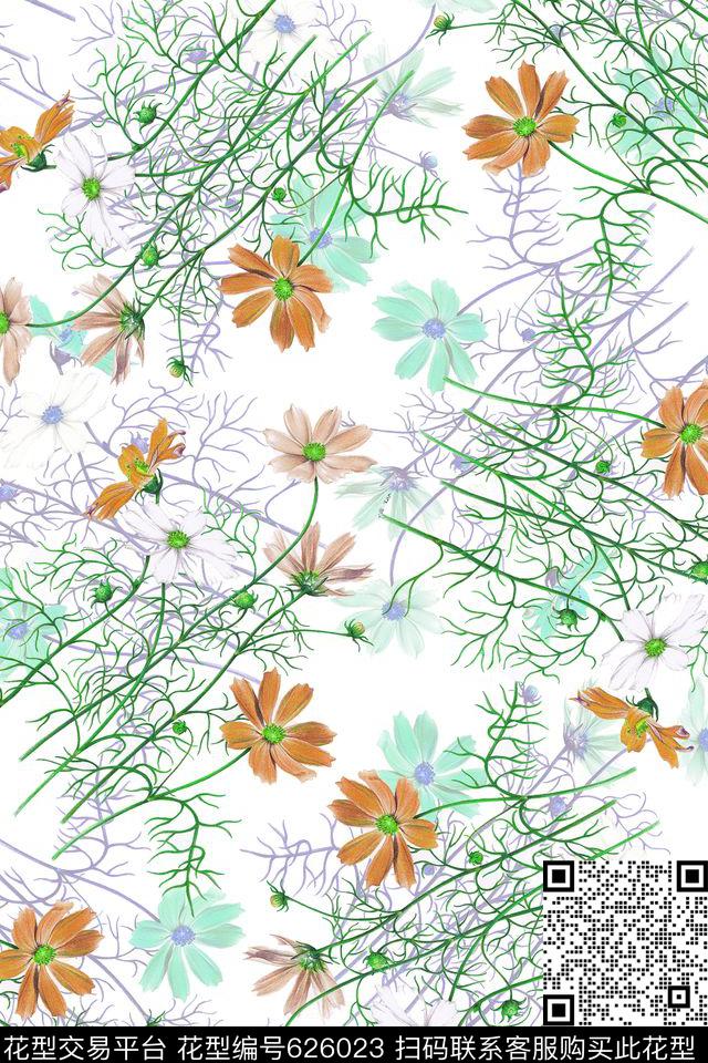 小碎花花朵花卉数码印花华亿平台下载（图片编号: 626023） - 瓦栏（Walan）