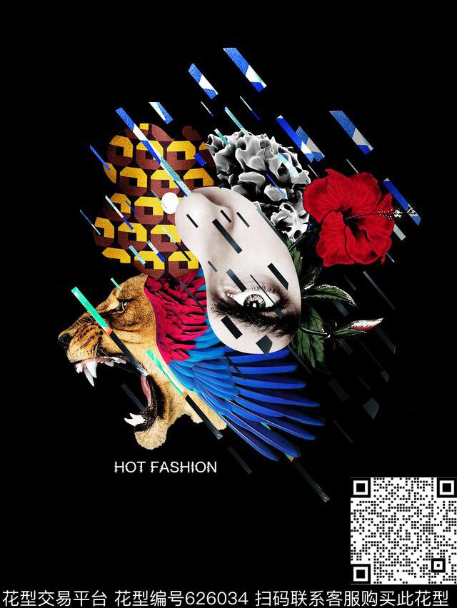 潮牌老虎狮子数码印花华亿平台下载（图片编号: 626034） - 瓦栏（Walan）