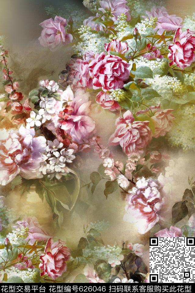 时尚炫彩手绘数码印花华亿平台下载（图片编号: 626046） - 瓦栏（Walan）