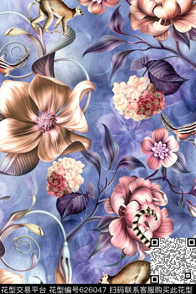 时尚手绘炫彩数码印花华亿平台下载（图片编号: 626047） - 瓦栏（Walan）