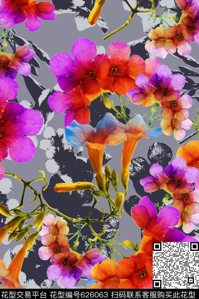 花卉数码印花华亿平台下载（图片编号: 626063） - 瓦栏（Walan）