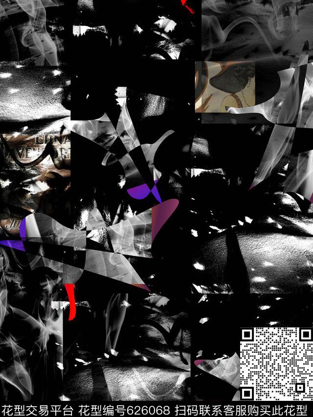 方格几何云烟数码印花华亿平台下载（图片编号: 626068） - 瓦栏（Walan）