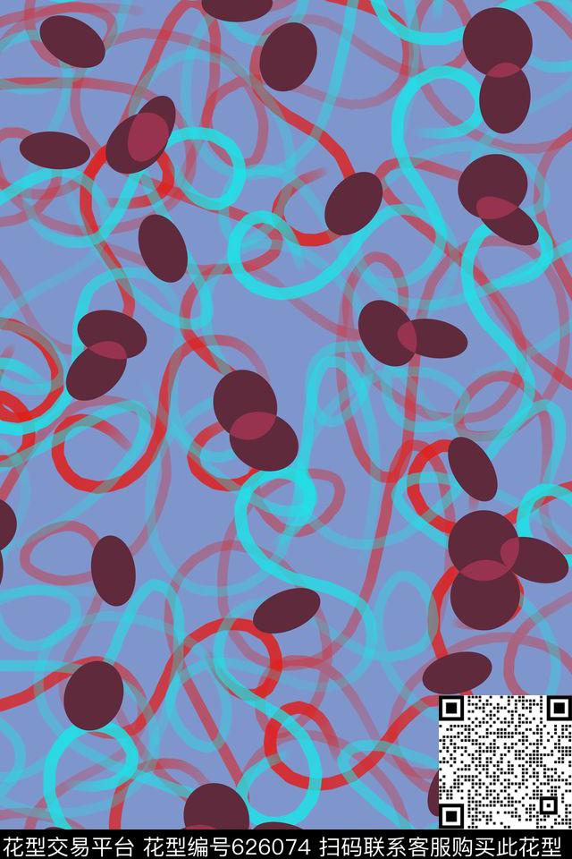 几何曲线波点数码印花华亿平台下载（图片编号: 626074） - 瓦栏（Walan）