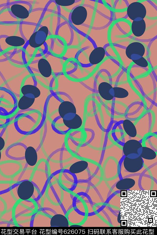 几何曲线波点数码印花华亿平台下载（图片编号: 626075） - 瓦栏（Walan）
