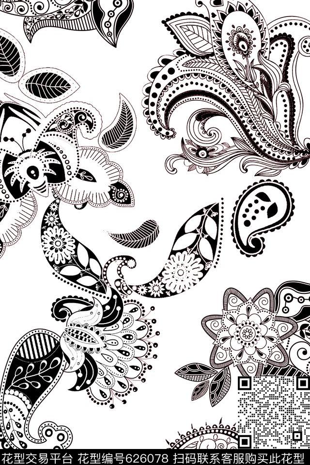 传统佩斯利腰果传统印花华亿平台下载（图片编号: 626078） - 瓦栏（Walan）