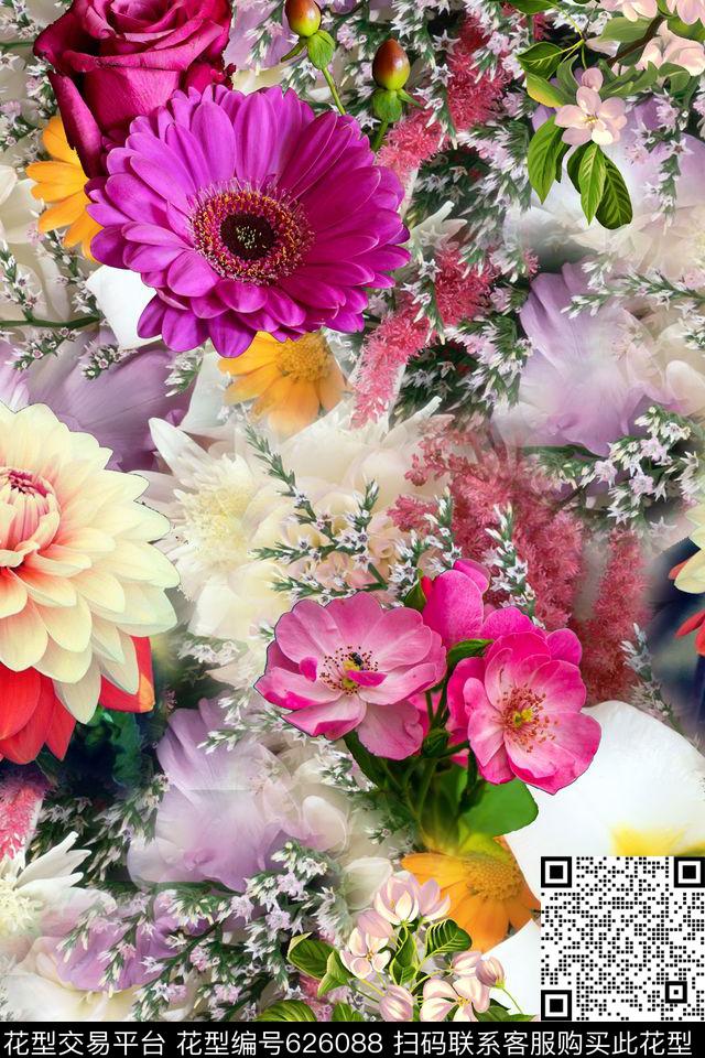 花朵花卉数码印花华亿平台下载（图片编号: 626088） - 瓦栏（Walan）