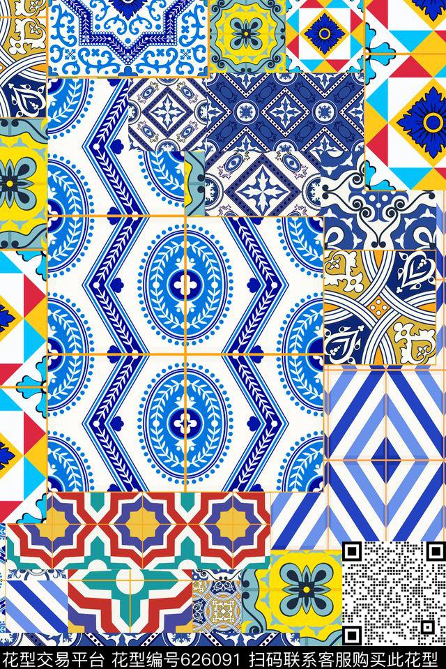 传统花纹几何传统印花华亿平台下载（图片编号: 626091） - 瓦栏（Walan）