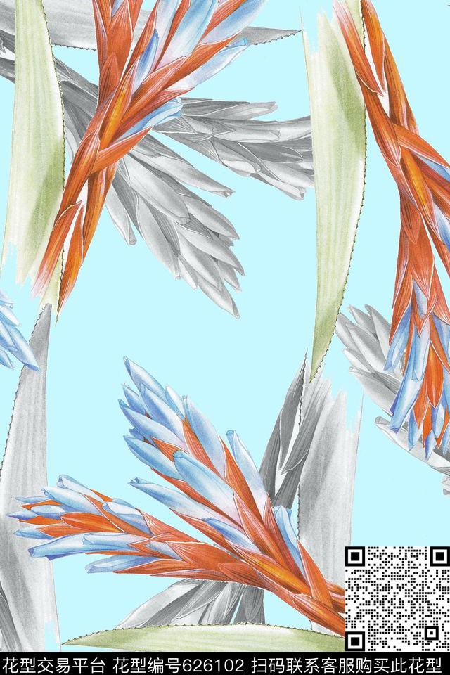 清新兰花花朵数码印花华亿平台下载（图片编号: 626102） - 瓦栏（Walan）