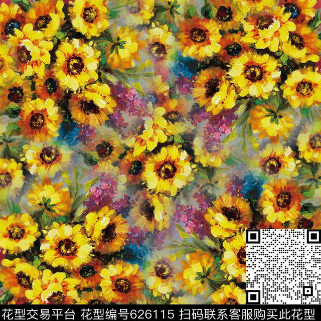 花卉油画丝巾方巾数码印花华亿平台下载（图片编号: 626115） - 瓦栏（Walan）