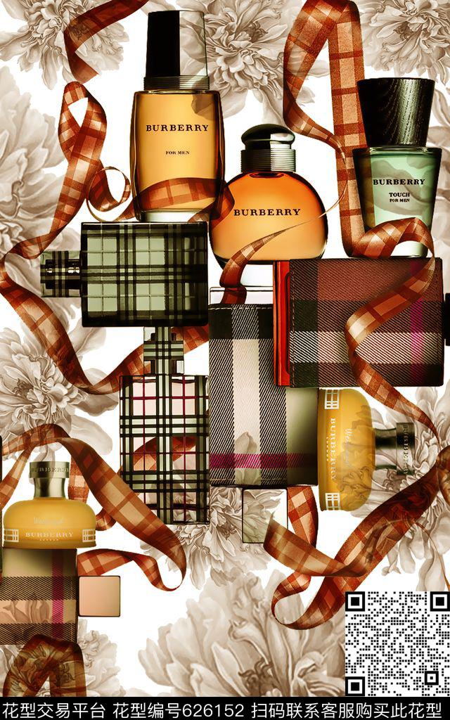 香水瓶牡丹花女装数码印花华亿平台下载（图片编号: 626152） - 瓦栏（Walan）