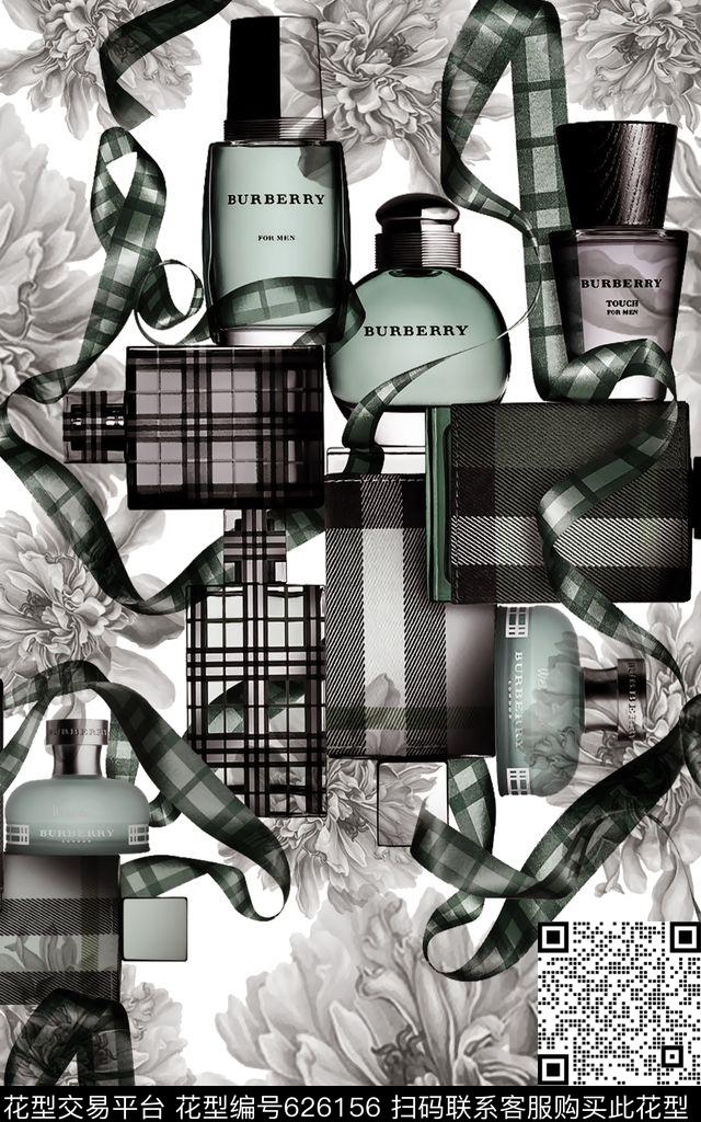 香水瓶牡丹花女装数码印花华亿平台下载（图片编号: 626156） - 瓦栏（Walan）