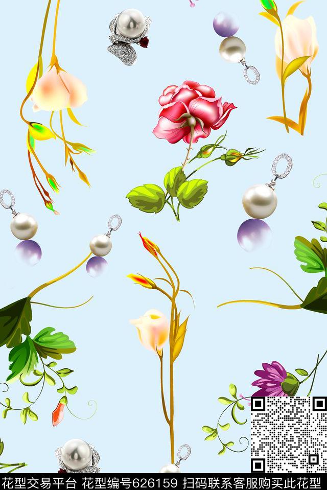 水彩花卉最新欧美数码印花华亿平台下载（图片编号: 626159） - 瓦栏（Walan）
