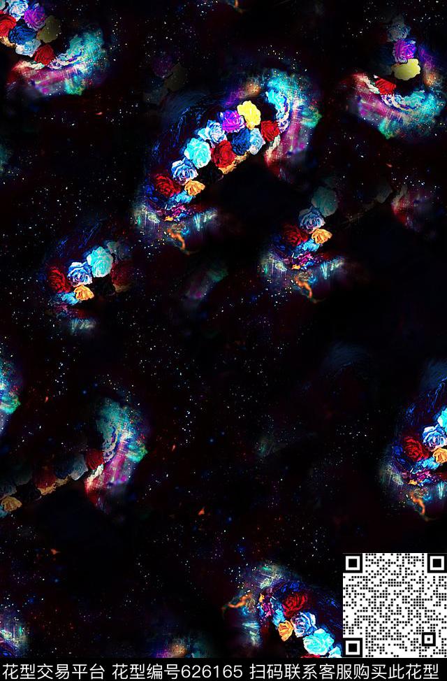 时尚抽象玫瑰花花卉数码印花时尚大牌潮流女装裙子外套夹克印花时尚流行设计男装外套印花数码印花华亿平台下载（图片编号: 626165） - 瓦栏（Walan）