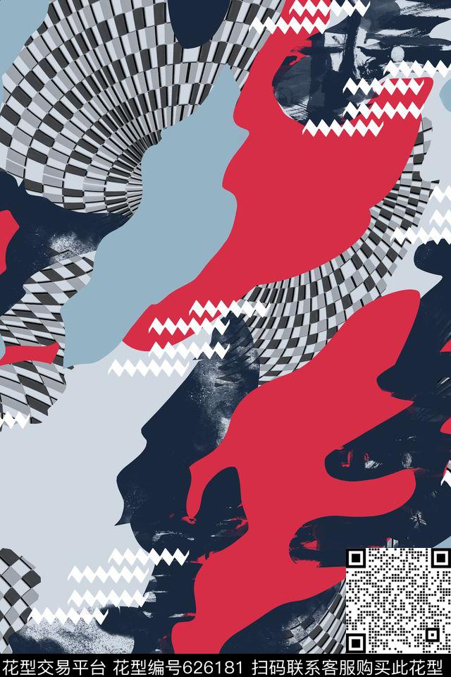 线条几何迷彩时尚传统印花华亿平台下载（图片编号: 626181） - 瓦栏（Walan）