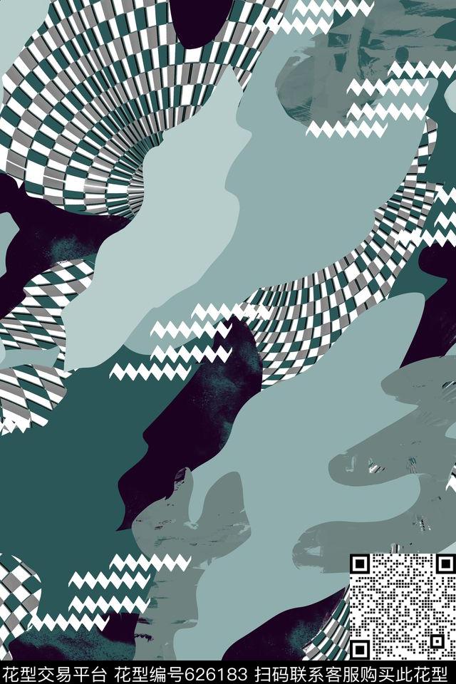 线条几何迷彩时尚传统印花华亿平台下载（图片编号: 626183） - 瓦栏（Walan）