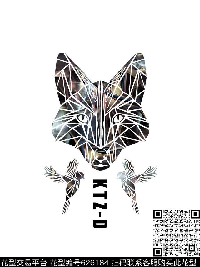 狼头飞鸟男装T恤数码印花华亿平台下载（图片编号: 626184） - 瓦栏（Walan）