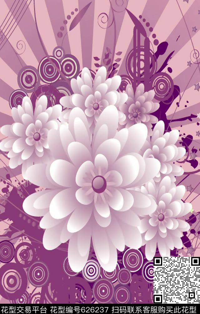 花朵数码印花华亿平台下载（图片编号: 626237） - 瓦栏（Walan）