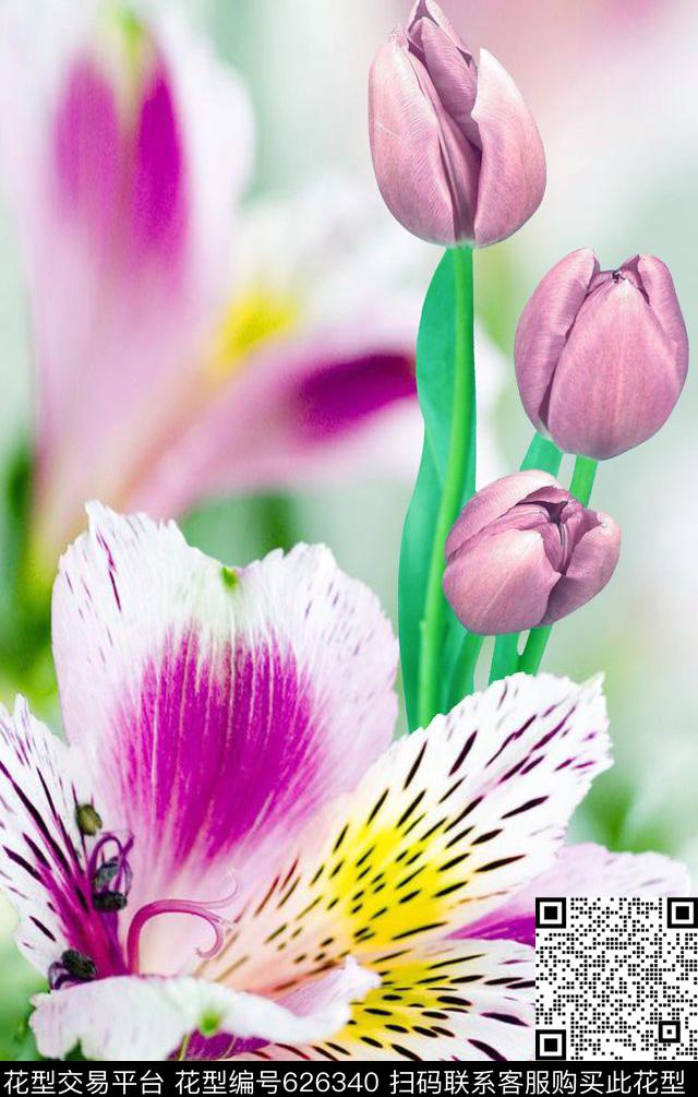 花朵数码印花华亿平台下载（图片编号: 626340） - 瓦栏（Walan）