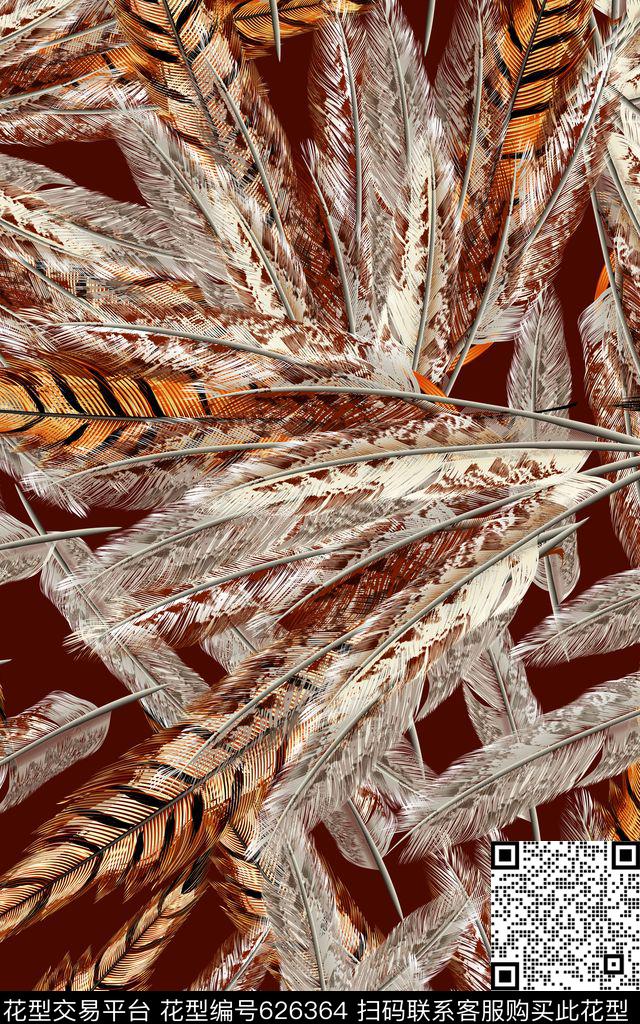 羽毛羽翼翅膀数码印花华亿平台下载（图片编号: 626364） - 瓦栏（Walan）