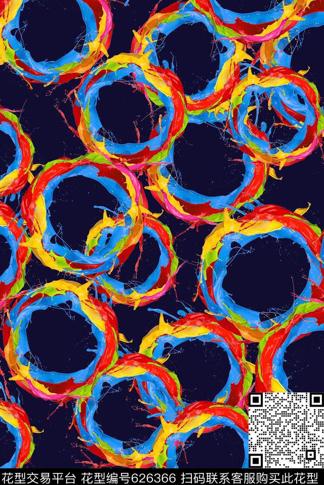 几何抽象圆形数码印花华亿平台下载（图片编号: 626366） - 瓦栏（Walan）