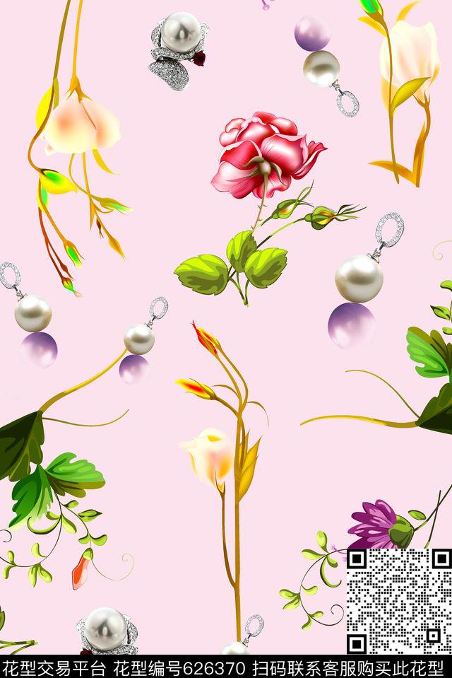 水彩花卉最新欧美数码印花华亿平台下载（图片编号: 626370） - 瓦栏（Walan）
