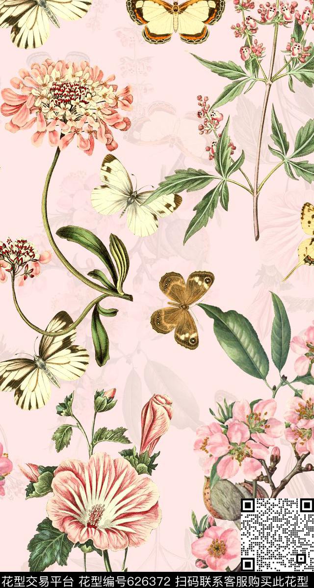 植物花卉淑女数码印花华亿平台下载（图片编号: 626372） - 瓦栏（Walan）