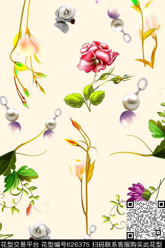 水彩花卉最新欧美数码印花华亿平台下载（图片编号: 626375） - 瓦栏（Walan）