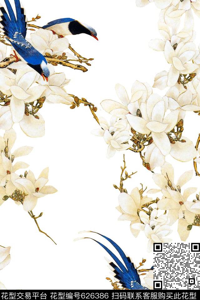 花鸟花朵花卉数码印花华亿平台下载（图片编号: 626386） - 瓦栏（Walan）