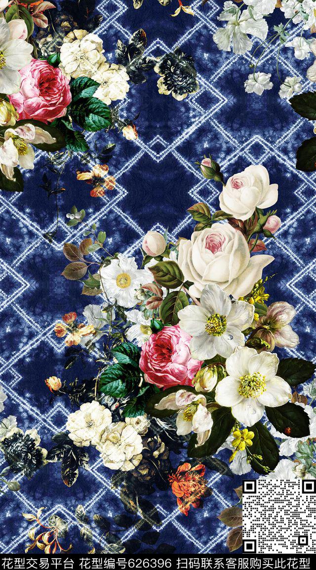 创意扎染花卉数码印花华亿平台下载（图片编号: 626396） - 瓦栏（Walan）