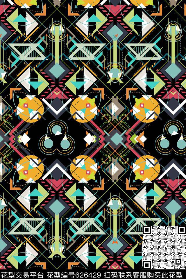 菱形几何形不规则几何传统印花华亿平台下载（图片编号: 626429） - 瓦栏（Walan）