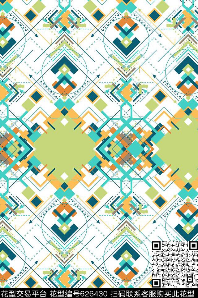 小方块几何形不规则几何传统印花华亿平台下载（图片编号: 626430） - 瓦栏（Walan）