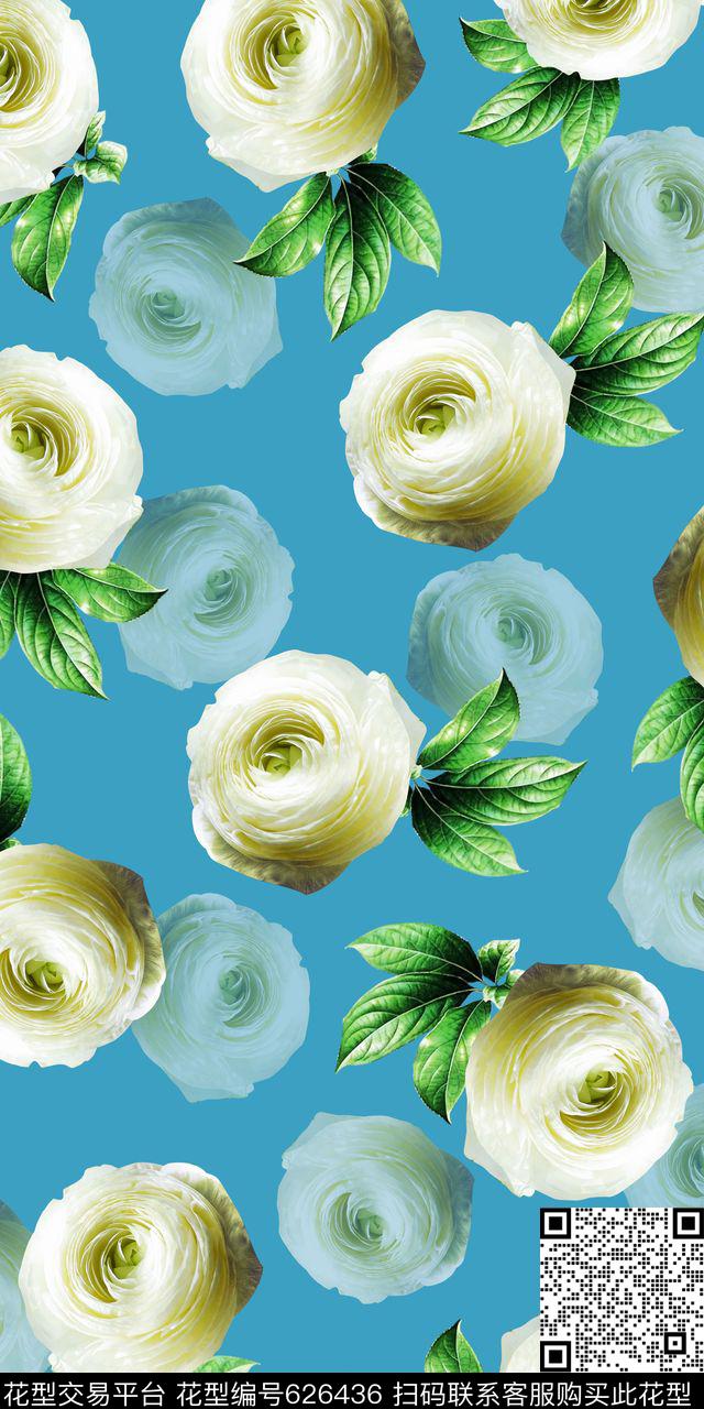 清爽大气层次女装花卉数码印花华亿平台下载（图片编号: 626436） - 瓦栏（Walan）