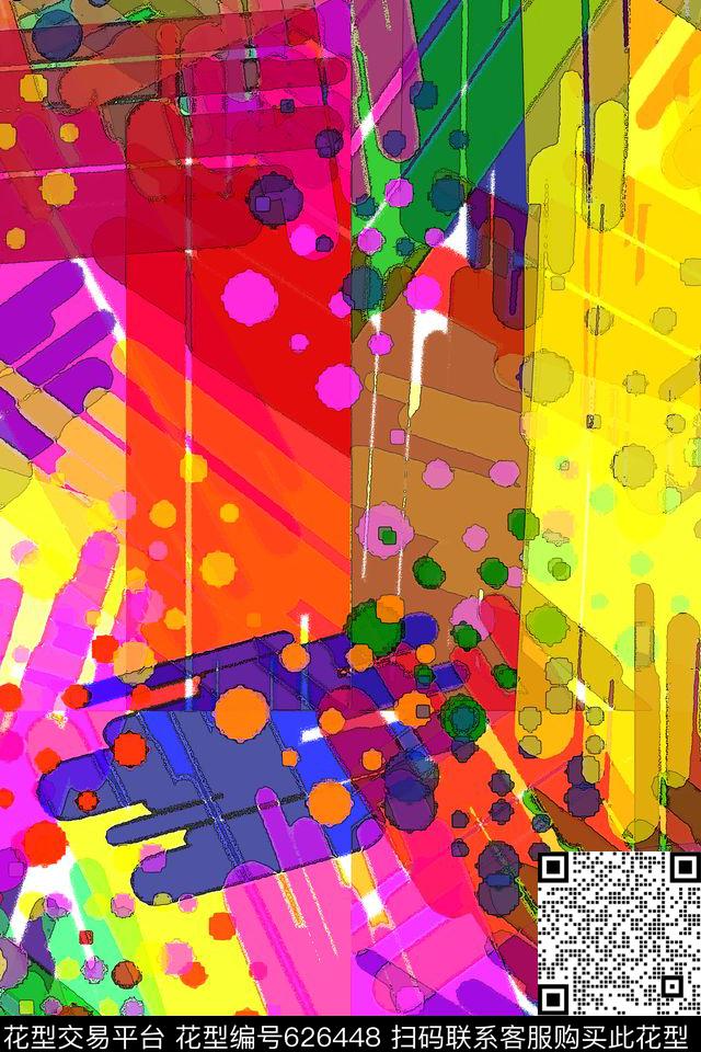 趣味涂鸦抽象数码印花华亿平台下载（图片编号: 626448） - 瓦栏（Walan）