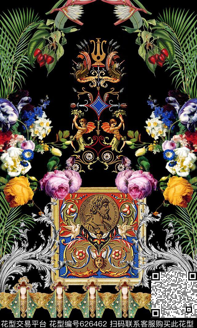 定位花花卉国外手绘花卉数码印花华亿平台下载（图片编号: 626462） - 瓦栏（Walan）