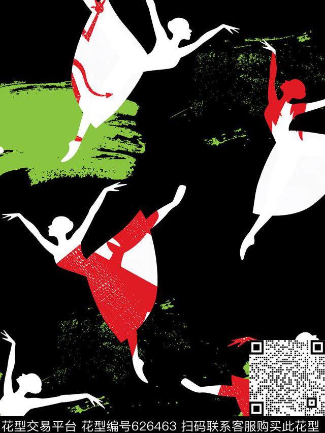 芭蕾人影服装传统印花华亿平台下载（图片编号: 626463） - 瓦栏（Walan）