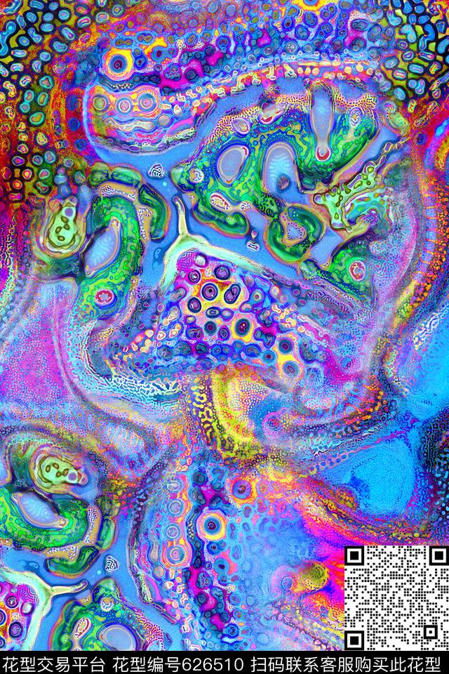 抽象肌理波点数码印花华亿平台下载（图片编号: 626510） - 瓦栏（Walan）