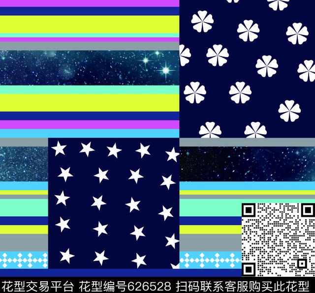 星空横条几何图案数码印花华亿平台下载（图片编号: 626528） - 瓦栏（Walan）