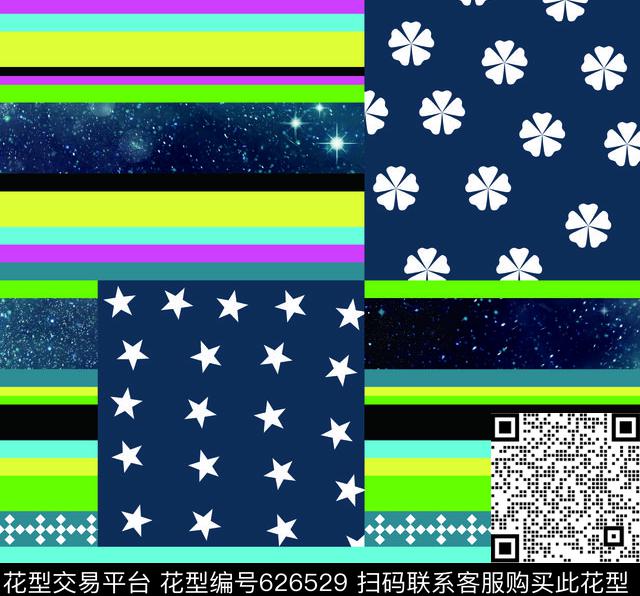 星空横条几何图案数码印花华亿平台下载（图片编号: 626529） - 瓦栏（Walan）
