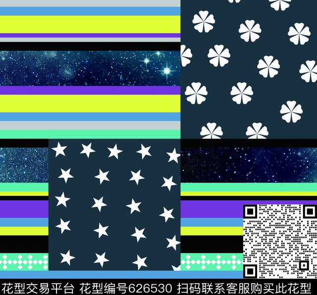 星空横条几何图案数码印花华亿平台下载（图片编号: 626530） - 瓦栏（Walan）