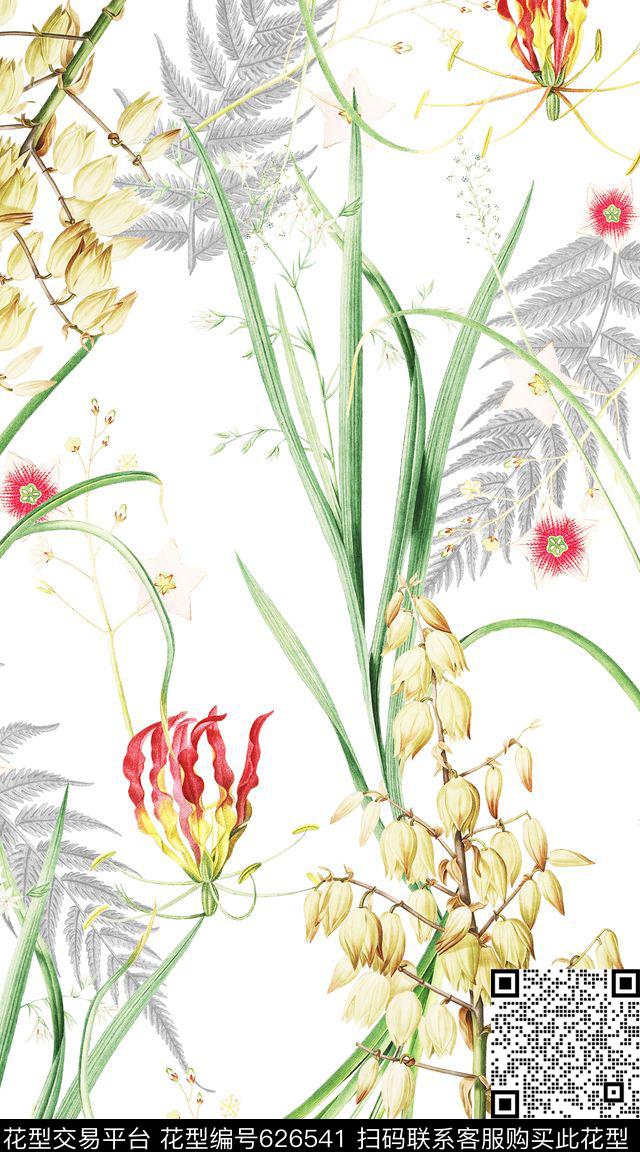 小碎花花鸟花朵数码印花华亿平台下载（图片编号: 626541） - 瓦栏（Walan）