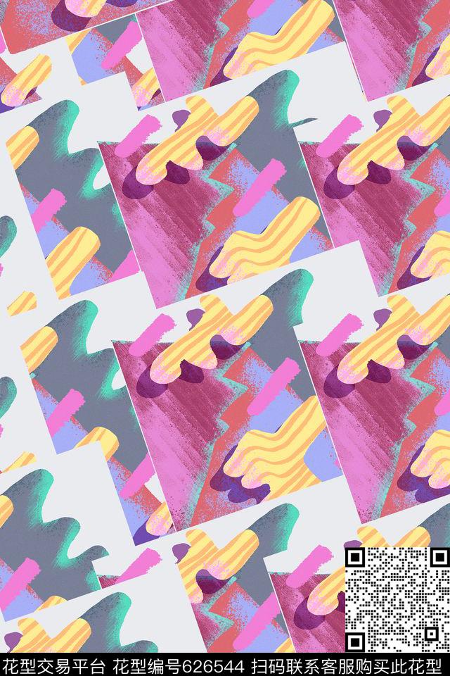 几何凹字型数码印花华亿平台下载（图片编号: 626544） - 瓦栏（Walan）