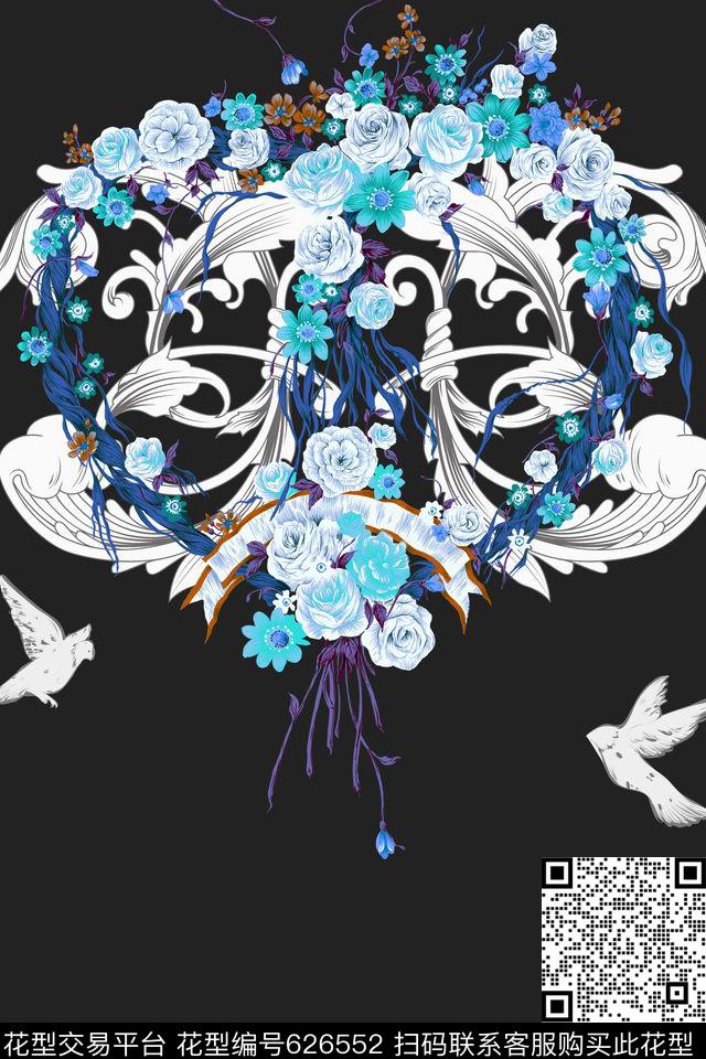 独幅童装玫瑰传统印花华亿平台下载（图片编号: 626552） - 瓦栏（Walan）